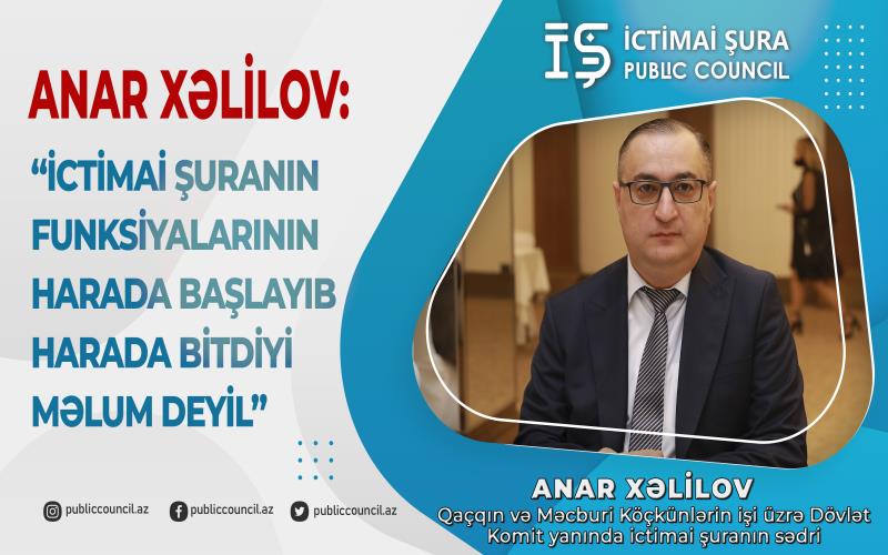 “İctimai şuranın funksiyalarının harada başlayıb harada bitdiyi məlum deyil” -  ANAR XƏLİLOV